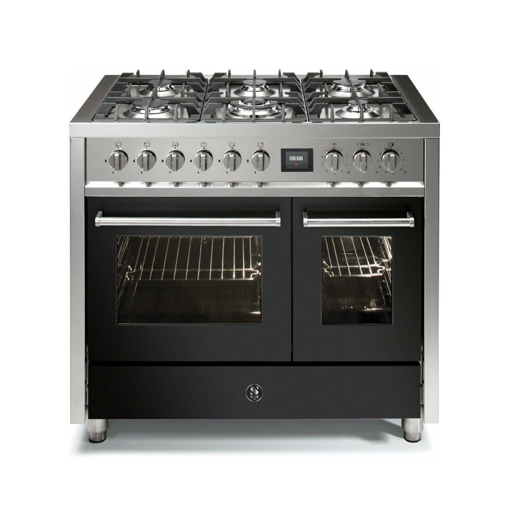 Steel Enfasi 100 EQ10FF Enfasi Cucina da accosto 100 cm, 2 forni elettrici, piano cottura a gas o induzione, acciaio inox AISI 441