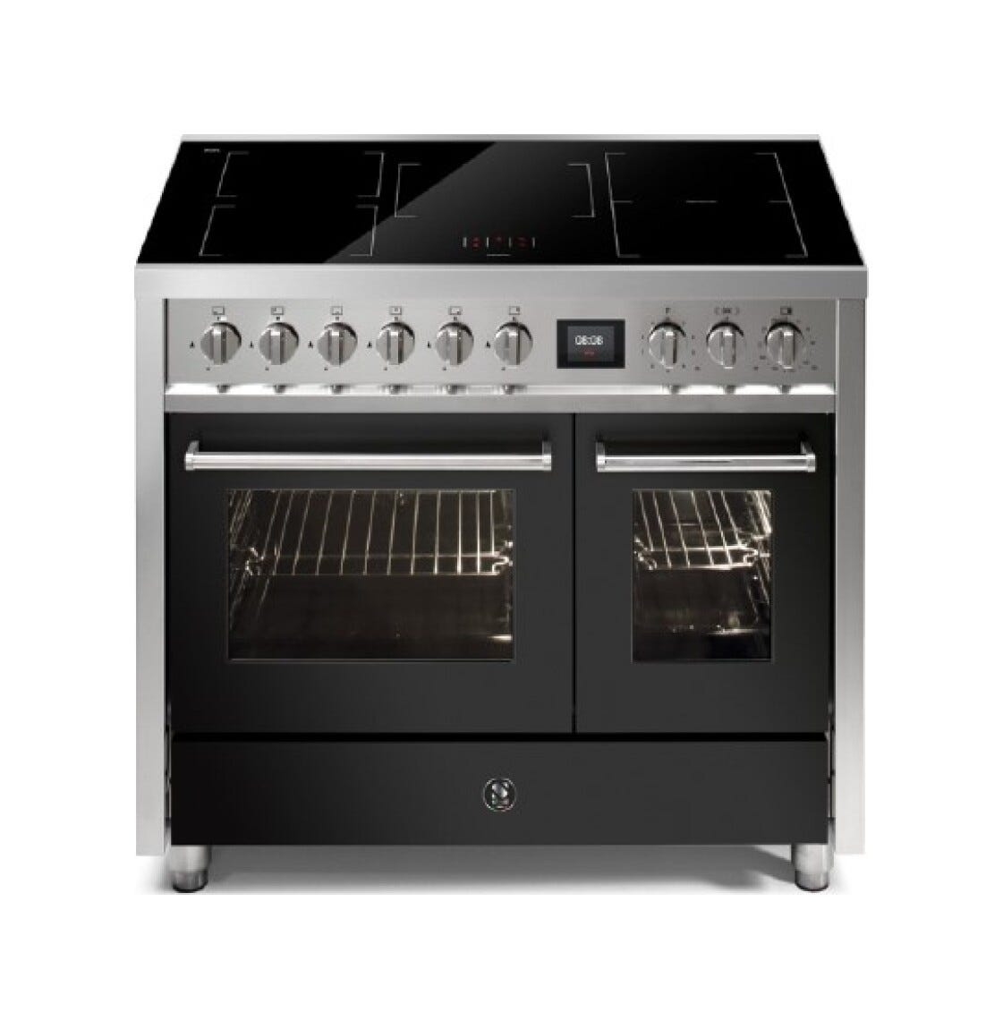 Steel Enfasi 100 EQ10FF Enfasi Cucina da accosto 100 cm, 2 forni elettrici, piano cottura a gas o induzione, acciaio inox AISI 441