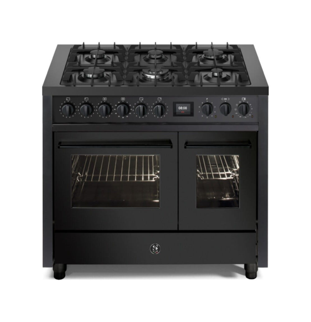 Steel Enfasi 100 EQ10FF NF All black Cucina da accosto 100 cm, nero fumo opaco, doppio forno elettrico, piano gas o induzione