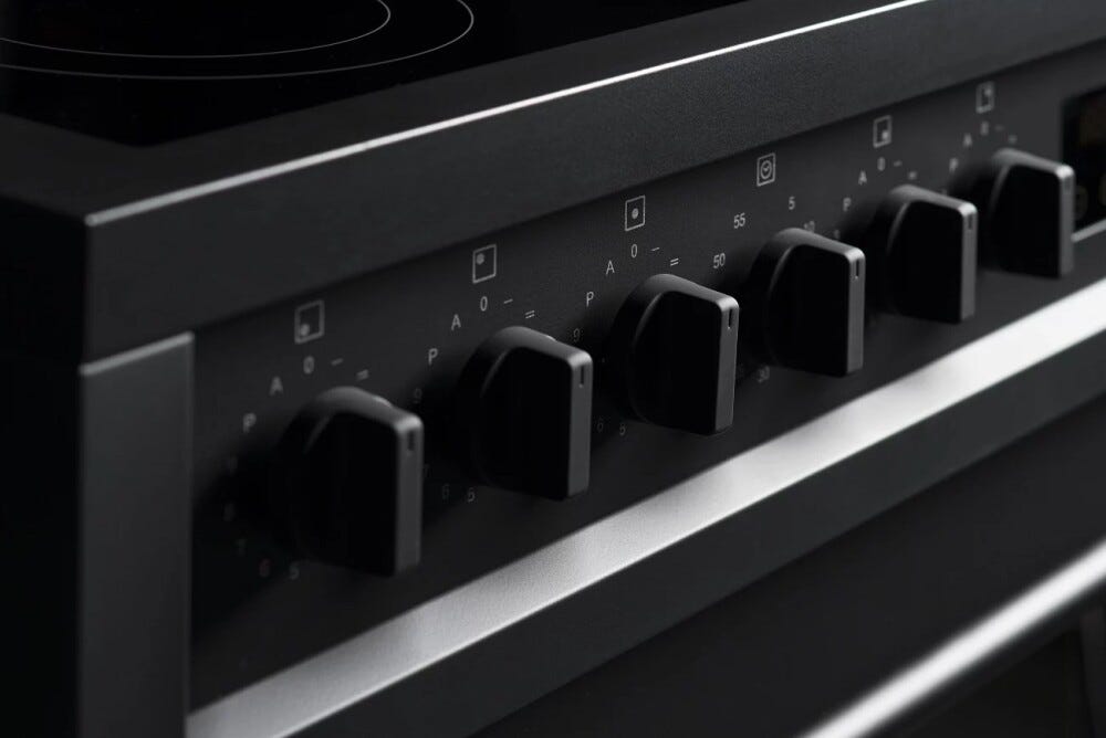 Steel Enfasi 100 EQ10FF NF All black Cucina da accosto 100 cm, nero fumo opaco, doppio forno elettrico, piano gas o induzione