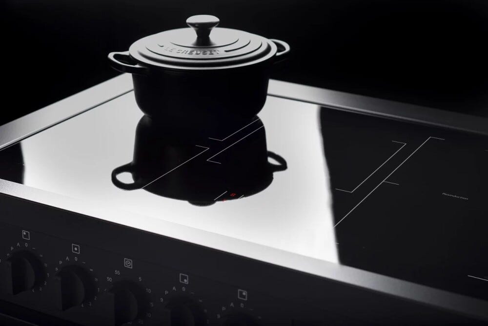 Steel Enfasi 100 EQ10FF NF All black Cucina da accosto 100 cm, nero fumo opaco, doppio forno elettrico, piano gas o induzione