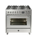 Steel Enfasi 90 EQ9F Enfasi Cucina da accosto 90 cm, forno elettrico multifunzione 91 lt, piano cottura a gas o induzione, acciaio inox