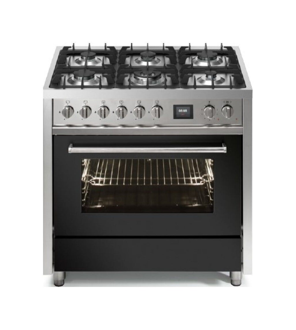 Steel Enfasi 90 EQ9F Enfasi Cucina da accosto 90 cm, forno elettrico multifunzione 91 lt, piano cottura a gas o induzione, acciaio inox