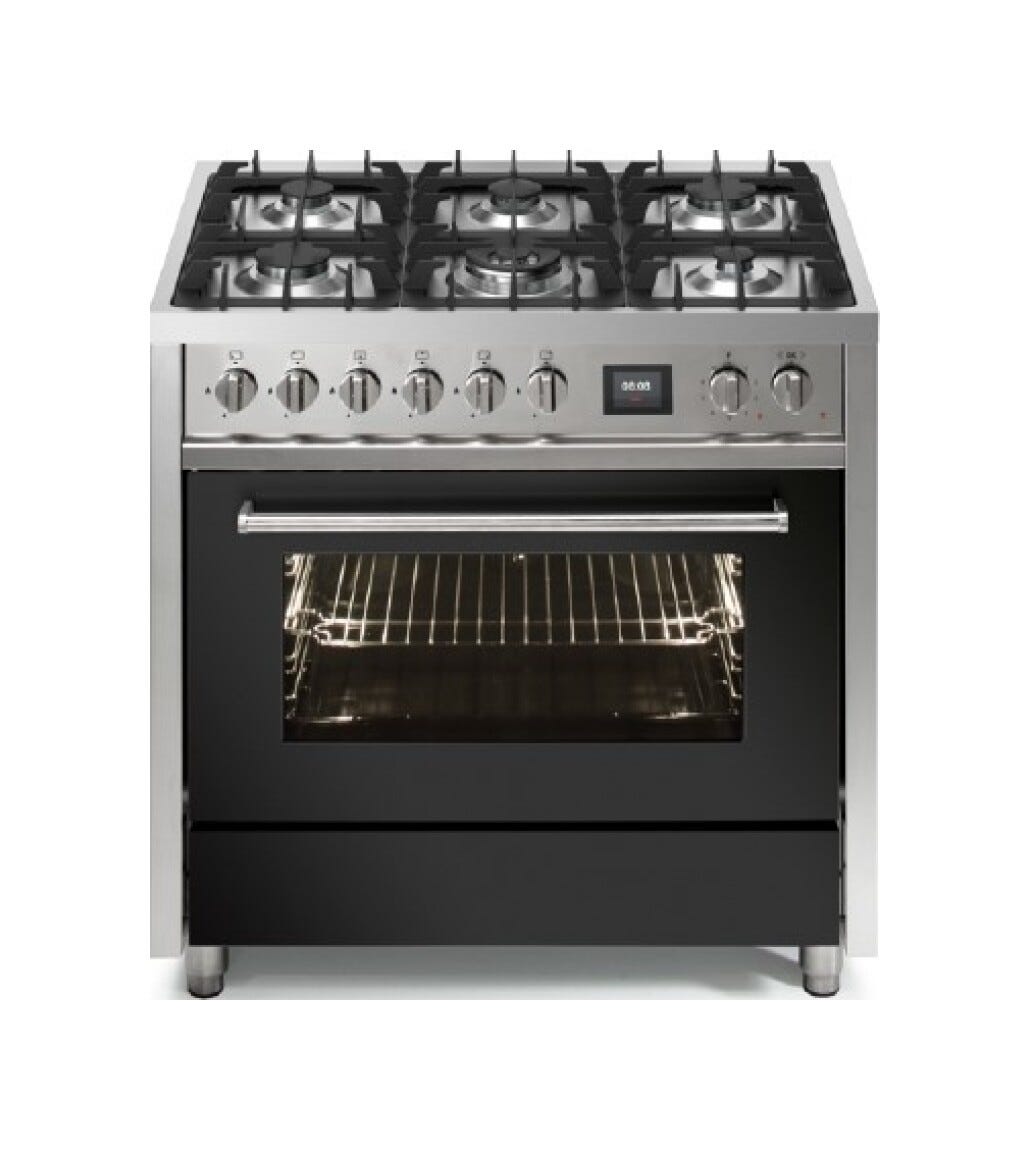 Steel Enfasi 90 EQ9F Enfasi Cucina da accosto 90 cm, forno elettrico multifunzione 91 lt, piano cottura a gas o induzione, acciaio inox