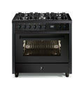Steel Enfasi 90 EQ9F NF All Black Cucina da accosto 90 cm, forno multifunzione invent, piano gas o induzione, acciaio nero opaco