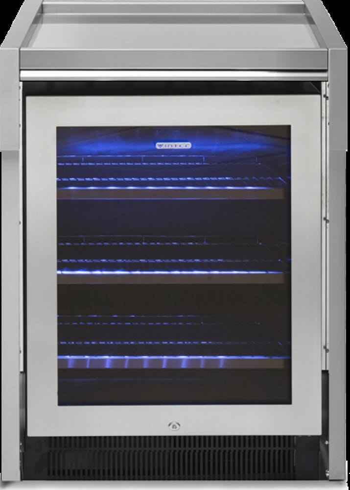 Steel Genesi 70 G7FR-O Genesi Cantina vini da esterno, 45 bottiglie, 92 litri, porta doppio vetro, piano di lavoro inox