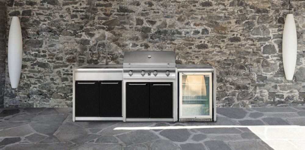 Steel Genesi 70 G7FR-O Genesi Cantina vini da esterno, 45 bottiglie, 92 litri, porta doppio vetro, piano di lavoro inox
