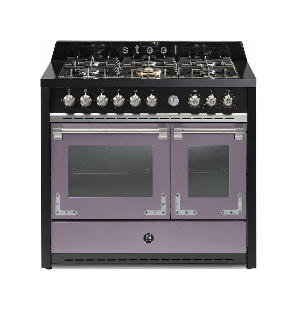 Steel Oxford 100 X10FF Oxford Cucina da accosto 100 cm, doppio forno elettrico (70 + 39 lt), piano cottura full-gas o induzione, acciaio inox