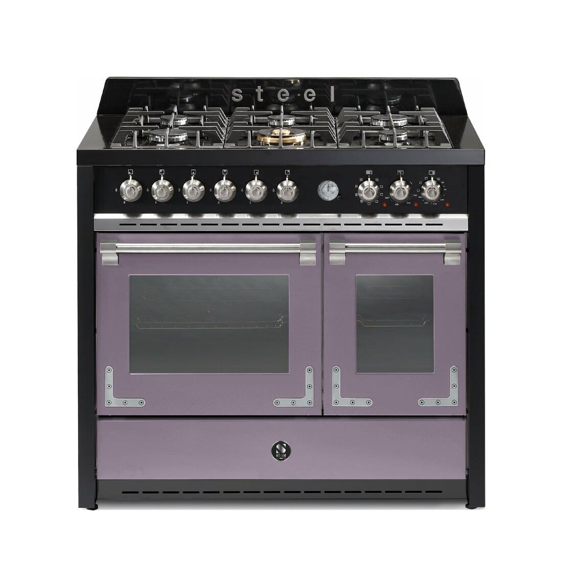 Steel Oxford 100 X10FF Oxford Cucina da accosto 100 cm, doppio forno elettrico (70 + 39 lt), piano cottura full-gas o induzione, acciaio inox