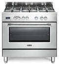 De Longhi PRO96MXED Professional Cucina da accosto 90 cm, 5 fuochi a gas, forno elettrico, inox