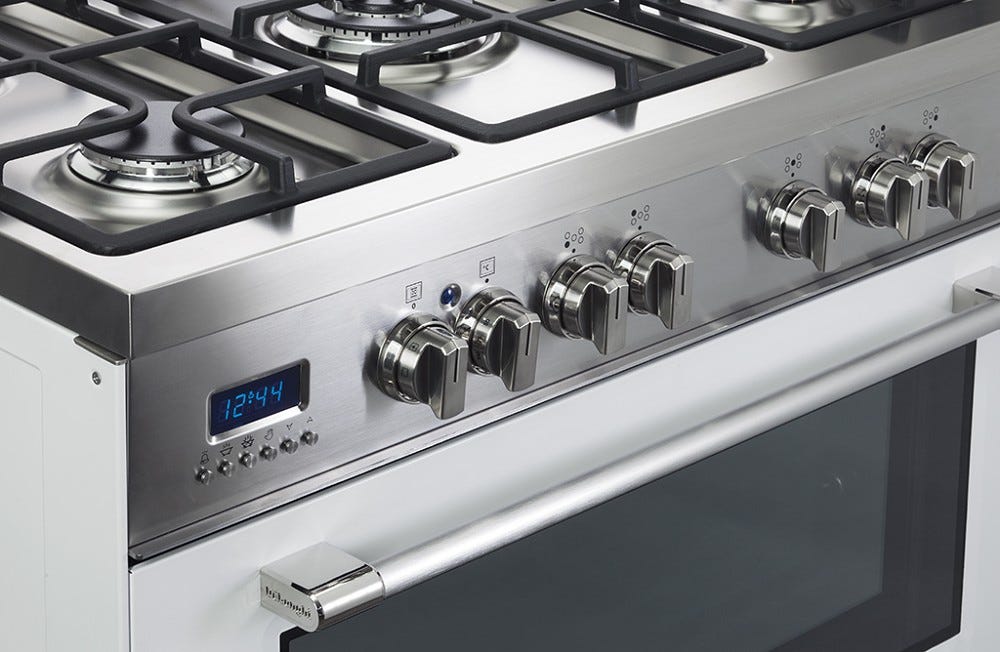 De Longhi PRO96MXED Professional Cucina da accosto 90 cm, 5 fuochi a gas, forno elettrico, inox