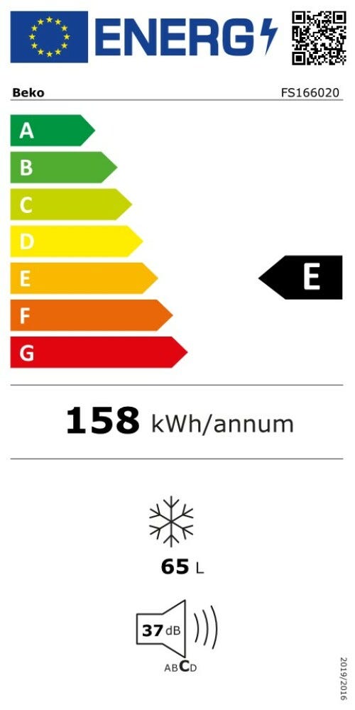Beko FS166020 Congelatore statico cm. 48 - h. 82 - lt. 65 - bianco