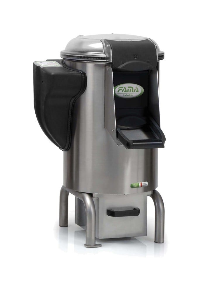 Fama FP101 Preparazione Dinamica Pelapatate 10 KG con Supporto Standard, 230/400V Trifase, Struttura in acciaio inox AISI 304