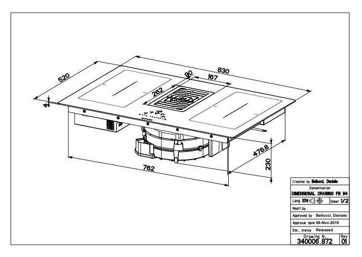 Faber 340.0577.694 GALILEO SMART BK A830 Piano cottura induzione cm. 83 con cappa integrata da 700 m3/h - vetroceramica nero