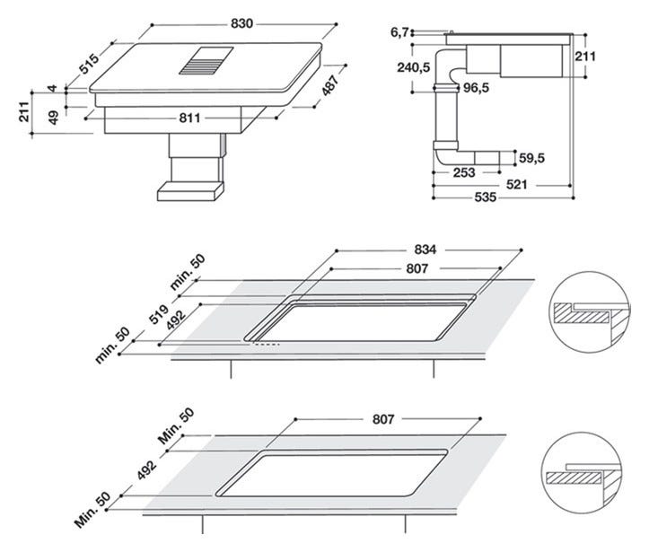 Whirlpool WVH 92 K Piano cottura a induzione cm 83 con cappa integrata da 630 m3/h - vetroceramica nero
