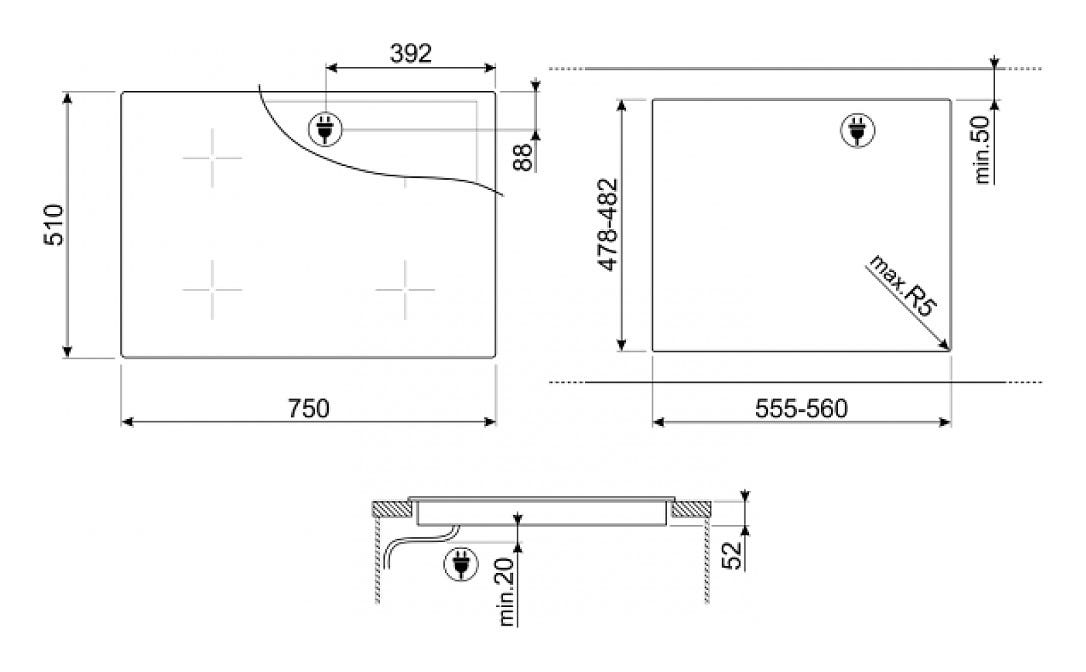 Smeg SI2741D Piano cottura a induzione cm 75 - vetroceramica nero