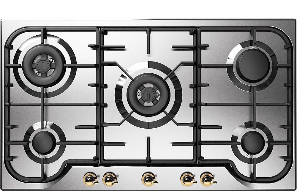 ILVE HCB90CCN Nostalgie Piano cottura a gas cm 90 - inox - bruciatore Dual opzionale