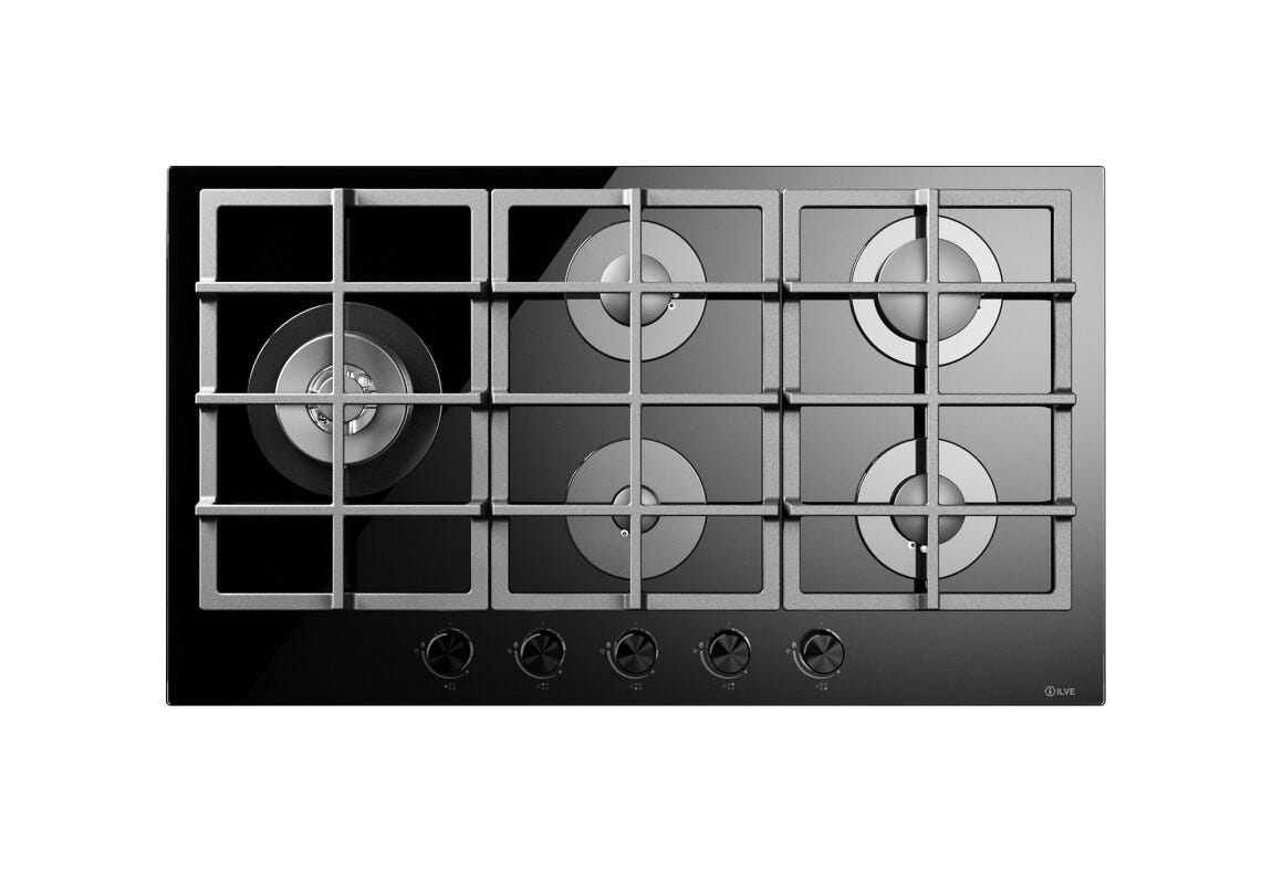 ILVE HCG90SCK Professional Plus Piano cottura a gas cm 90 - vetro nero