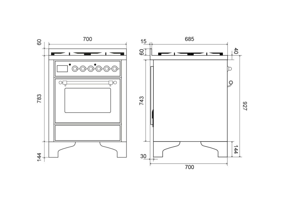 ILVE M07N Majestic Cucina da accosto cm 70 configurabile - inox o colorato