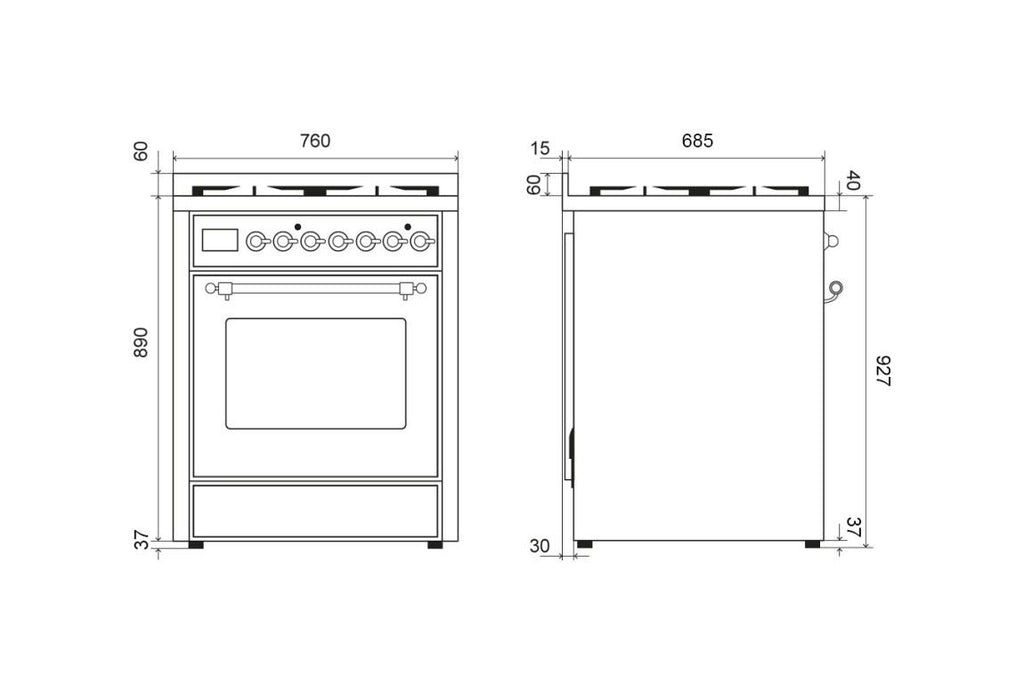 ILVE M30N Majestic Cucina da accosto cm 76 configurabile - inox o colorato