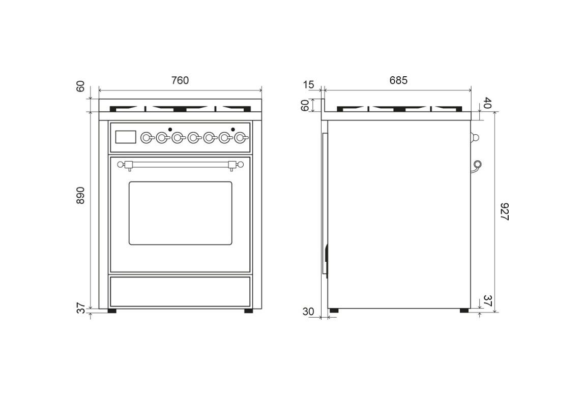 ILVE M30N Majestic Cucina da accosto cm 76 configurabile - inox o colorato