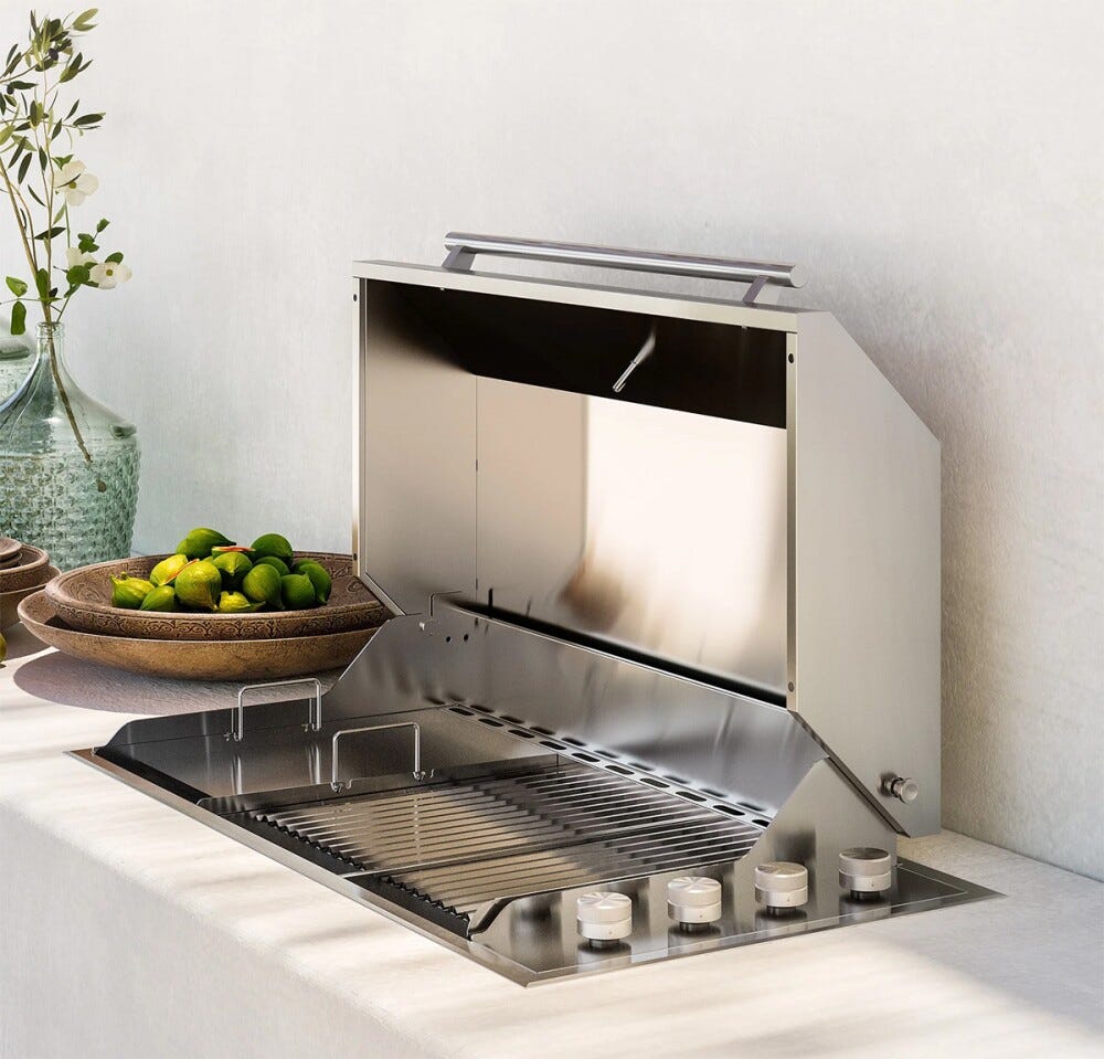ILVE HBBQ100 Professional Plus Barbecue cm 100 - 3 fuochi - inox - coperchio opzionale