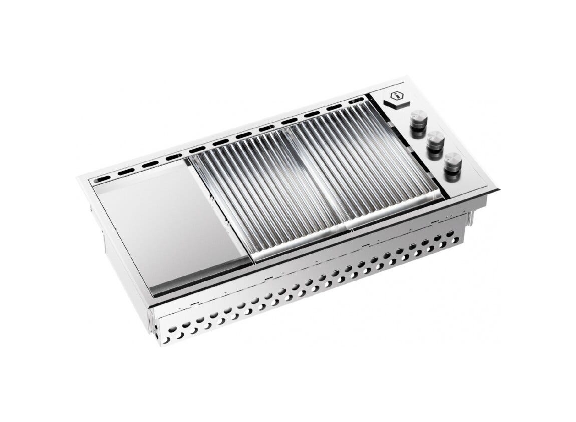 ILVE HBBQ100 Professional Plus Barbecue cm 100 - 3 fuochi - inox - coperchio opzionale