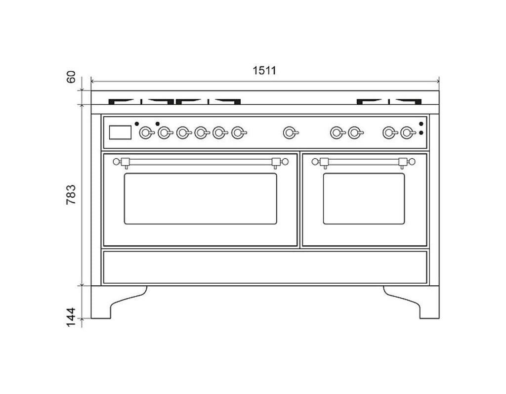 ILVE M15N Majestic Cucina da accosto cm 150 configurabile - inox o colorato