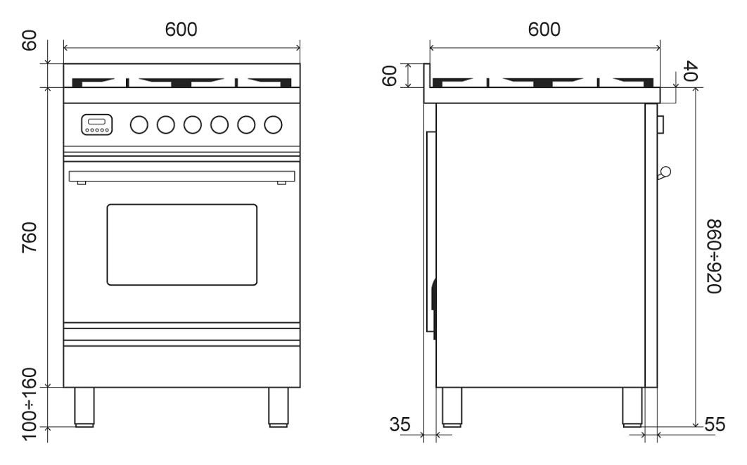 ILVE P06W Professional Plus Cucina da accosto cm 60 configurabile - inox o colorato