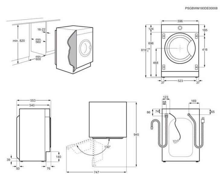 Electrolux EW7W368SI PerfectCare 700 Lavasciuga integrata totale cm 60 - capacità lavaggio 8 kg / asciugatura 4 kg - bianco