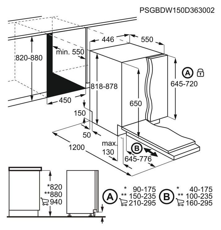 Electrolux KESC2210L SatelliteClean 600 Lavastoviglie integrata totale cm 45 - 9 coperti - cerniere sliding