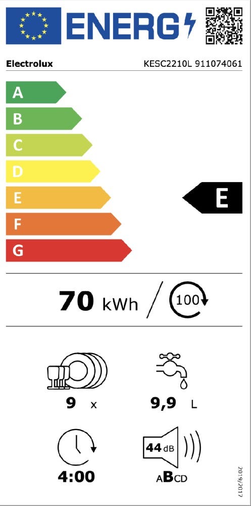 Electrolux KESC2210L SatelliteClean 600 Lavastoviglie integrata totale cm 45 - 9 coperti - cerniere sliding