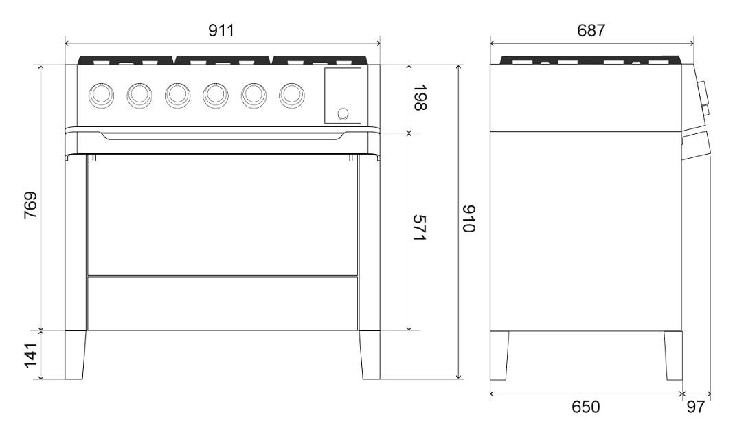 ILVE PM09 Panoramagic Cucina da accosto cm 90 configurabile - inox