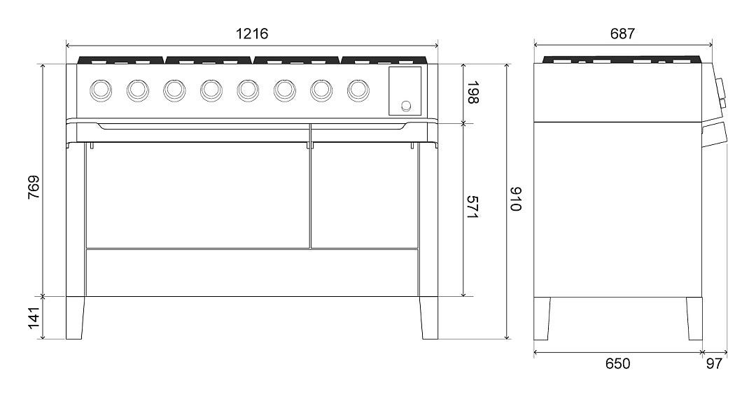 ILVE PM12 Panoramagic Cucina da accosto cm 120 configurabile - inox