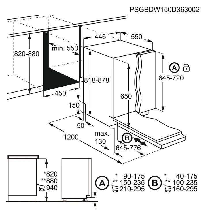 AEG FSE62417P Lavastoviglie integrata totale cm 45 - 9 coperti - cerniere sliding