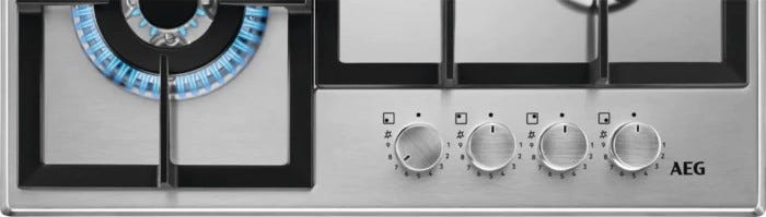 AEG HGB64420SM 6000 Slim Line Piano cottura a gas 60 cm, 4 fuochi, griglie in ghisa, SpeedBurner, inox