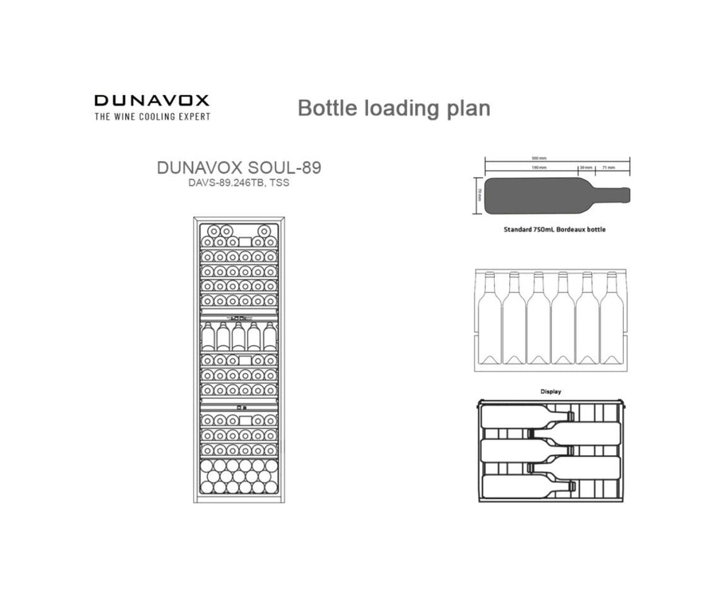 Dunavox -89.246TB Soul-89 Cantina vino incasso cm. 59 - 89 bottiglie - vetro nero