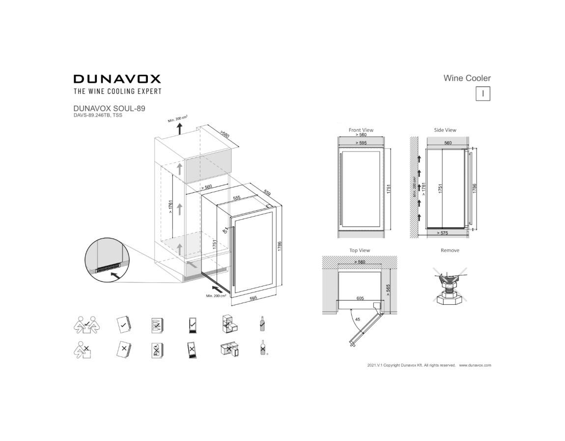 Dunavox -89.246TSS Soul-89 Cantina vino incasso cm. 59 - 89 bottiglie - inox