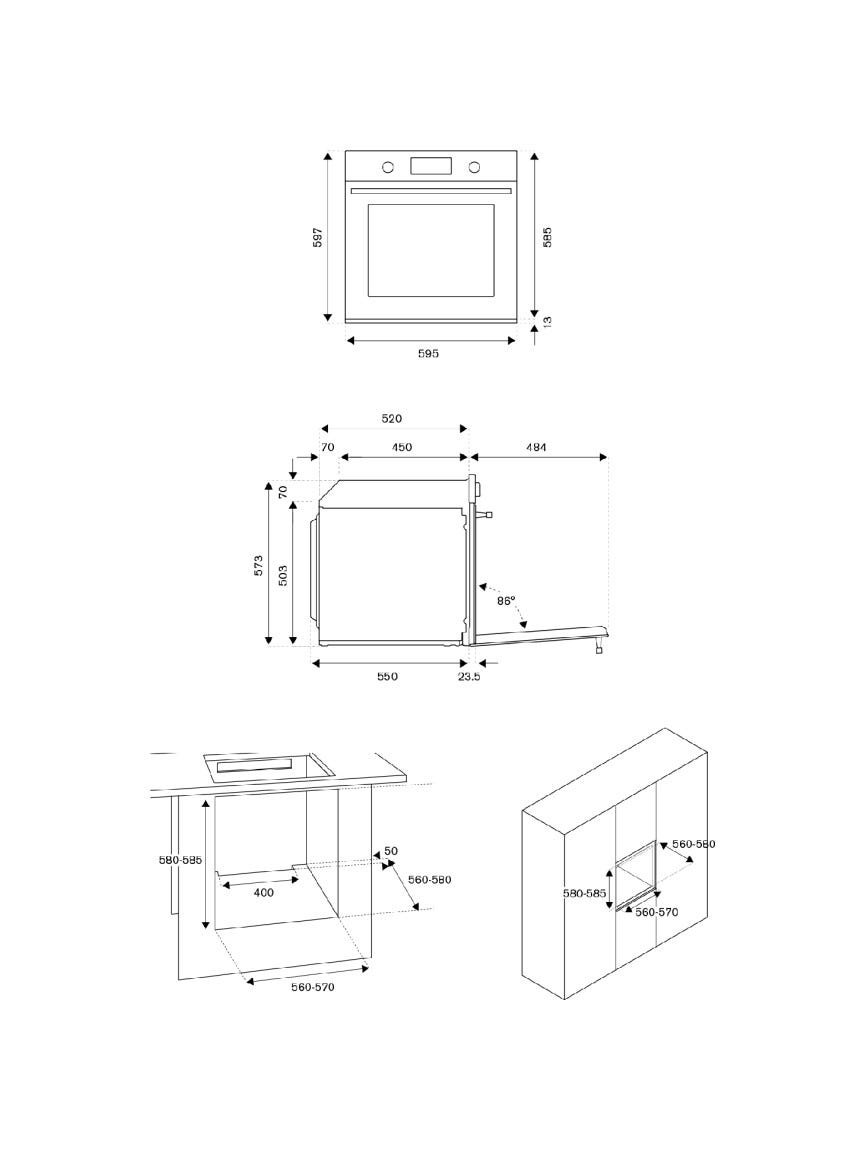 Bertazzoni F605HERGKNE Heritage Forno da incasso 60 cm – 76 L, 5 funzioni, gas con grill, nero opaco