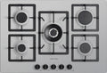 Plados Telma FLAT75 UM 41 Piano cottura cm. 75 x 51 - 4 fuochi + 1 tripla corona - Alluminio