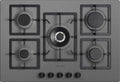 Plados Telma FLAT75 UM 42 Piano cottura cm. 75 x 51 - 4 fuochi + 1 tripla corona - Titanio