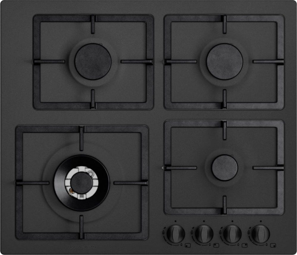 Plados Telma FLAT60 UG 70 Piano cottura cm. 60 x 51 - 3 fuochi + 1 tripla corona - Nero Matt