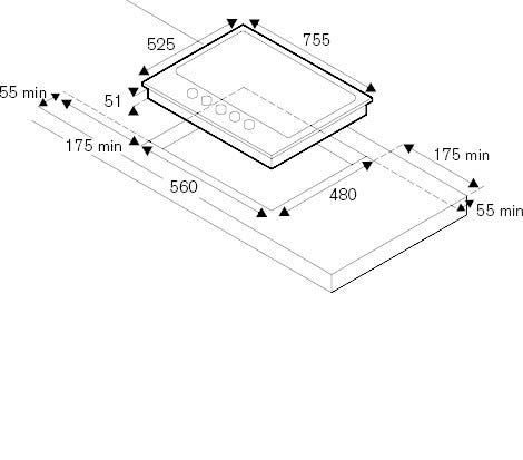 Bertazzoni P755CMODGNE Modern Piano cottura a gas 5 fuochi, wok 4 kW, vetro temperato nero