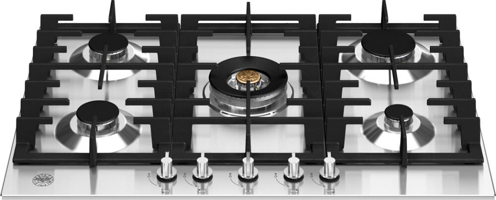 Bertazzoni P755CMODX Modern Piano cottura a gas 75 cm – 5 fuochi, wok 4 kW, acciaio inox