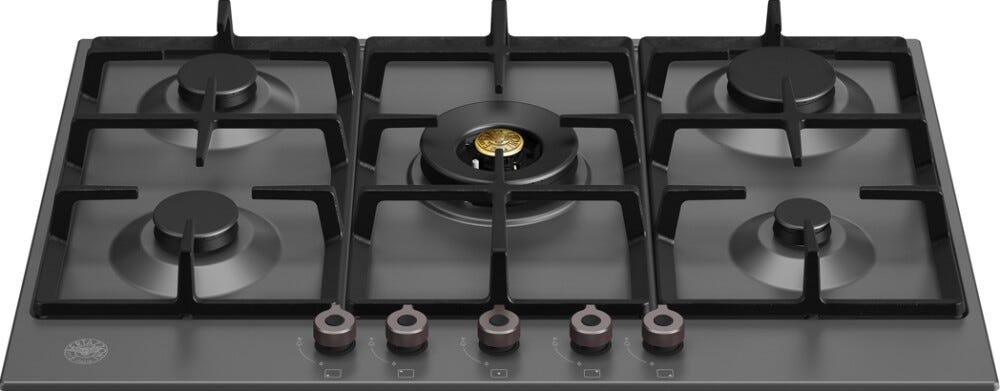 Bertazzoni P755CPRONE Professional Piano cottura a gas 75 cm – 5 fuochi, wok 4 kW, nero opaco