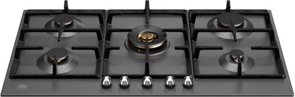 Bertazzoni P905CHERNE Heritage Piano cottura a gas 90 cm, 5 fuochi, doppio wok centrale 5 kW, nero opaco