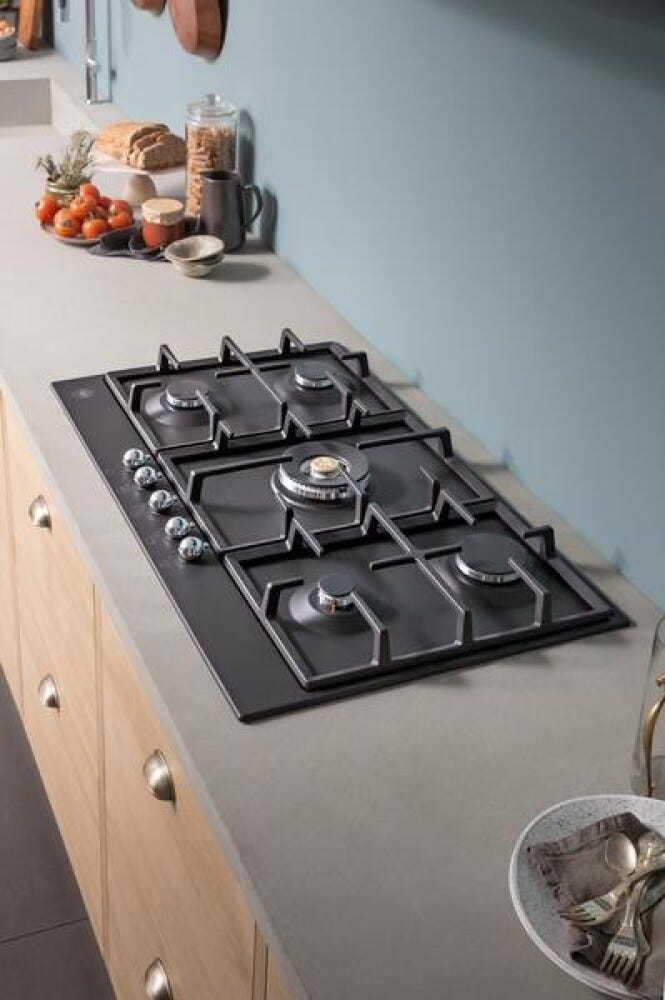 Bertazzoni P905CHERNE Heritage Piano cottura a gas 90 cm, 5 fuochi, doppio wok centrale 5 kW, nero opaco