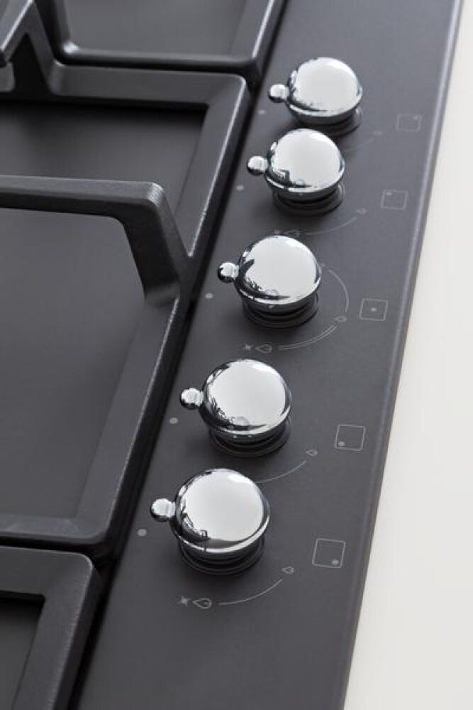 Bertazzoni P905CHERNE Heritage Piano cottura a gas 90 cm, 5 fuochi, doppio wok centrale 5 kW, nero opaco