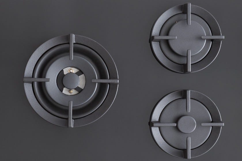 Bertazzoni P905CMODGNE Modern Piano cottura a gas 90 cm, 5 fuochi, doppio bruciatore wok 5 kW, vetro temperato nero