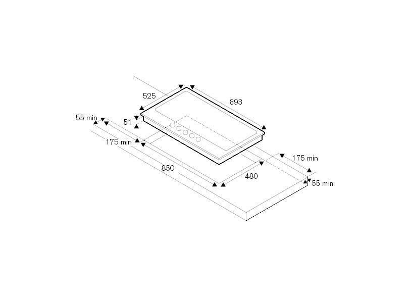 Bertazzoni P905CPROGNE Professional Piano cottura a gas 90 cm, 5 fuochi, doppio bruciatore wok laterale 5 kW, vetro temperato nero